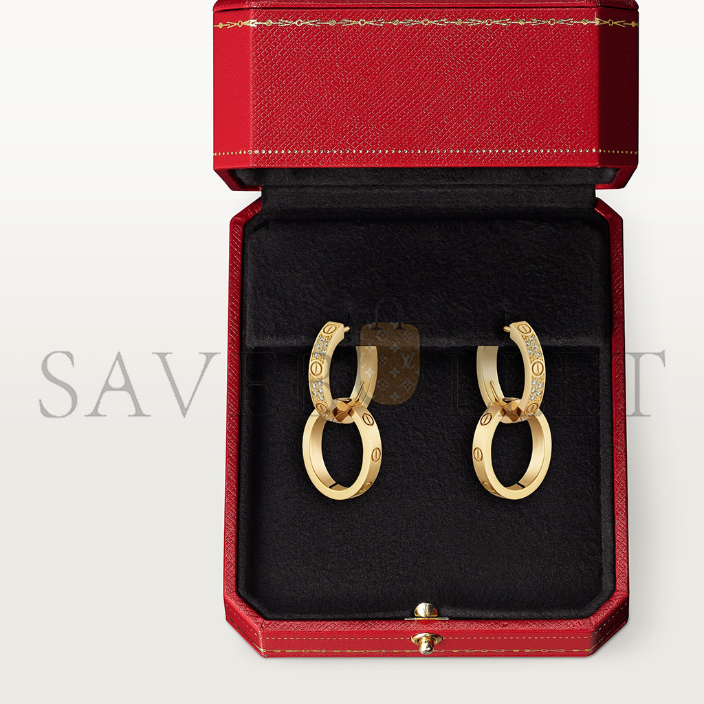 CARTIER LOVE YELLOW GOLD EARRINGS, TRANSFORMABLE, SEMI-PAVED N8515241